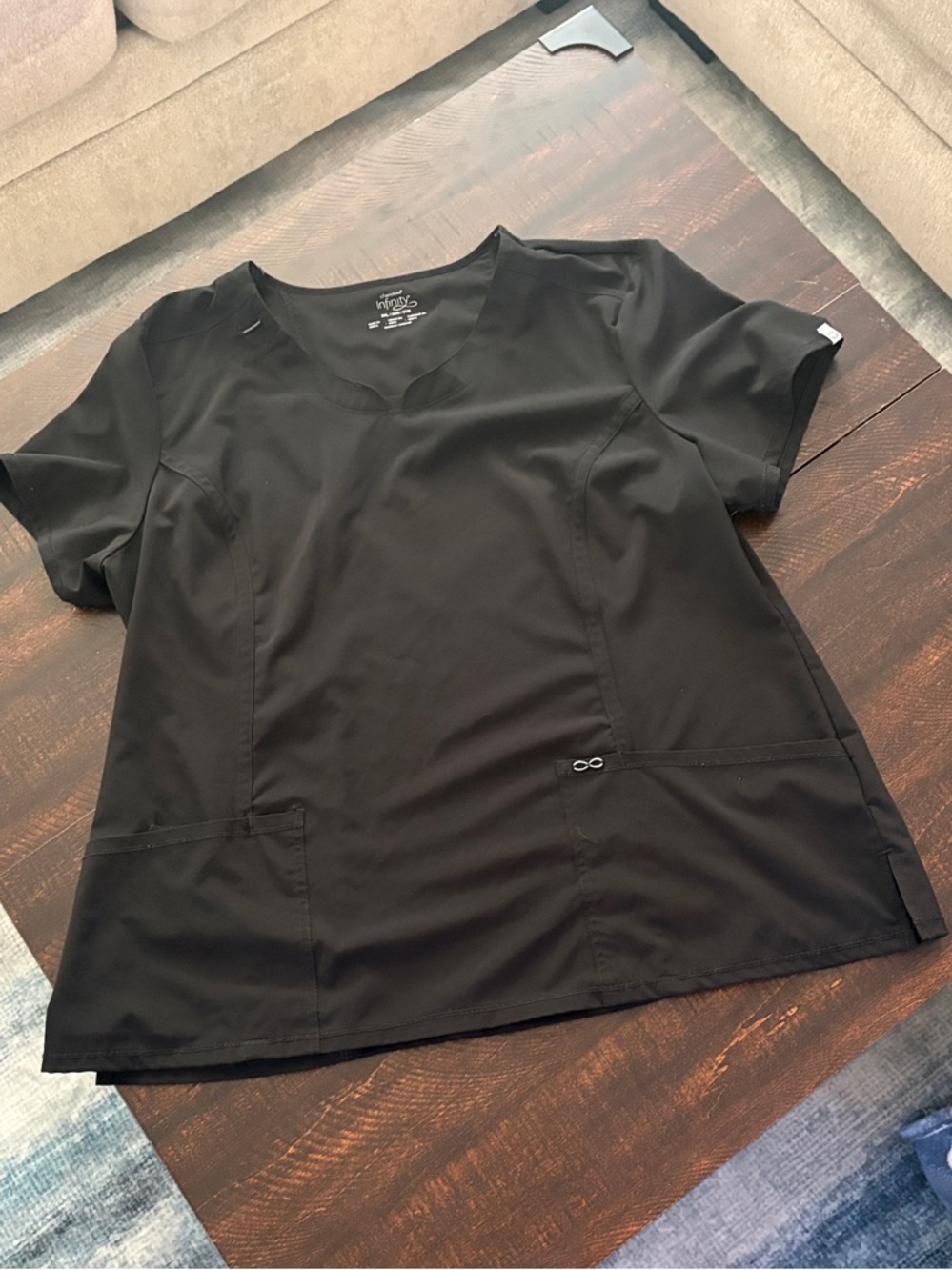 Cherokee Black V-Neck Scrub Top